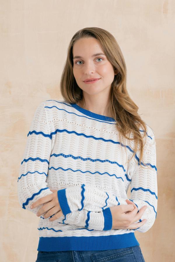 Lily & Me Sophie Pointelle Cotton Stripe Jumper