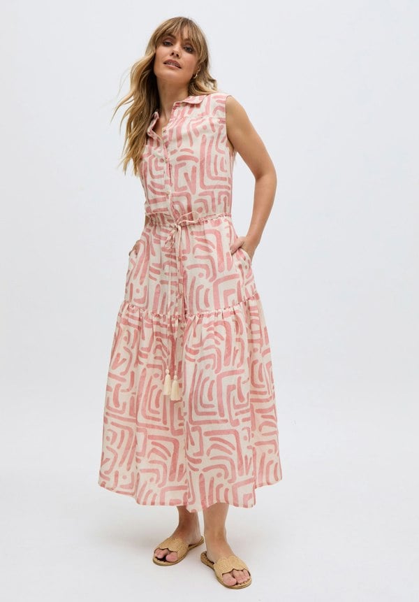 Holly Tiered Warhol Print Maxi Dress In Multi