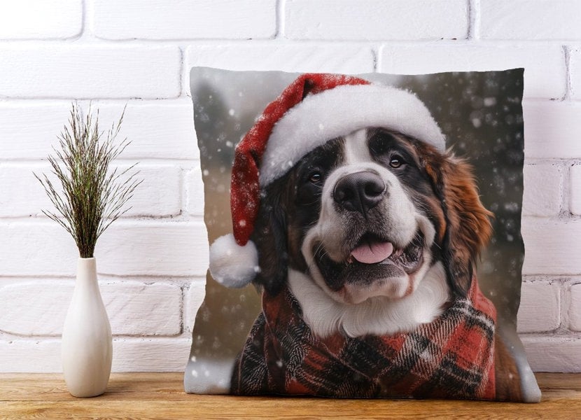 Warren Reed Christmas St Bernard Cushion