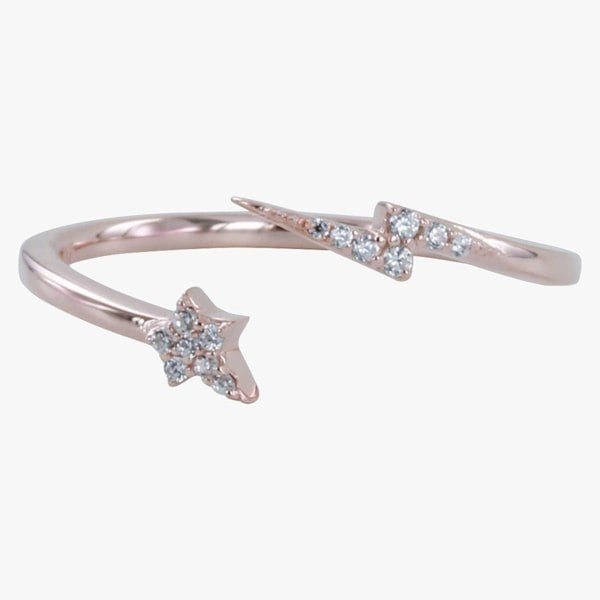 Sterling Silver Lightning and Star Pavé Wrap-around Ring - Reeves & Reeves