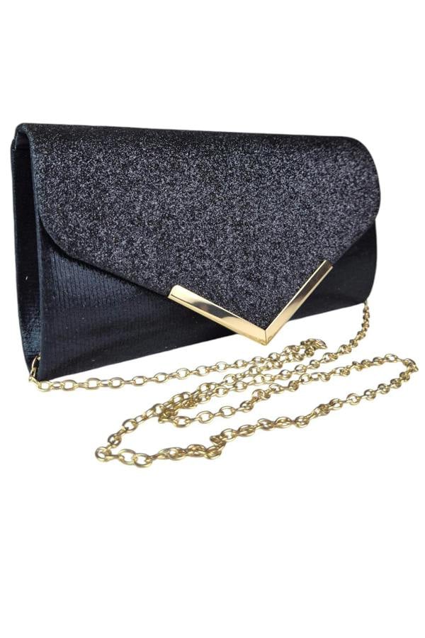 Paulo Due Envelope Glitter Tube Clutch Bag
