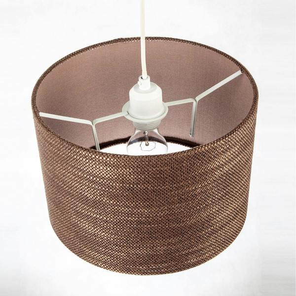 Designer Bobbled and Textured Linen Lamp Shade in Chocolate Brown Image 3