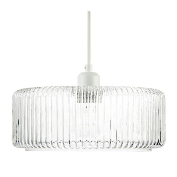 Modern Low Profile Drum Shaped Pendant Shade with Vertical Ribbing Image 4