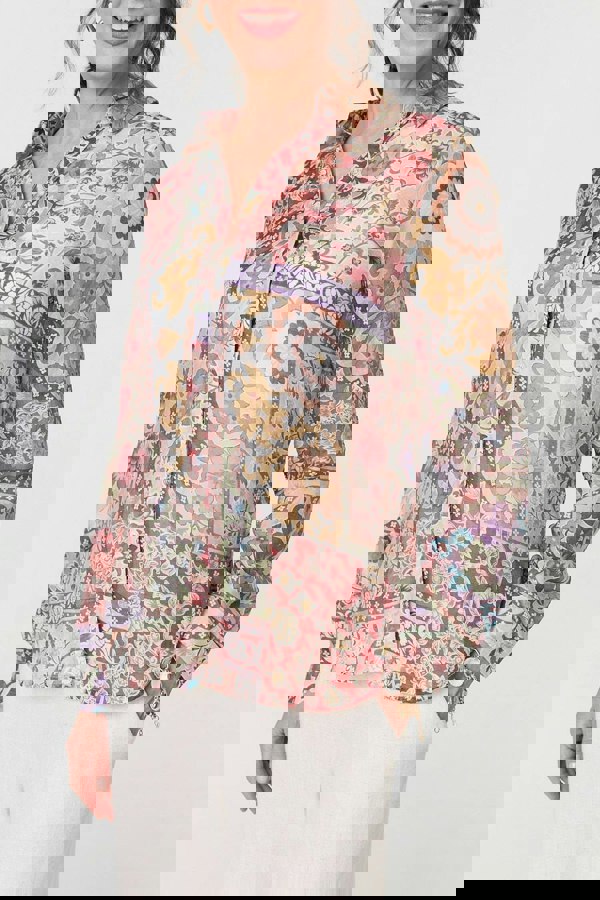 Red | Mosaic Print Long Sleeve Shirt
