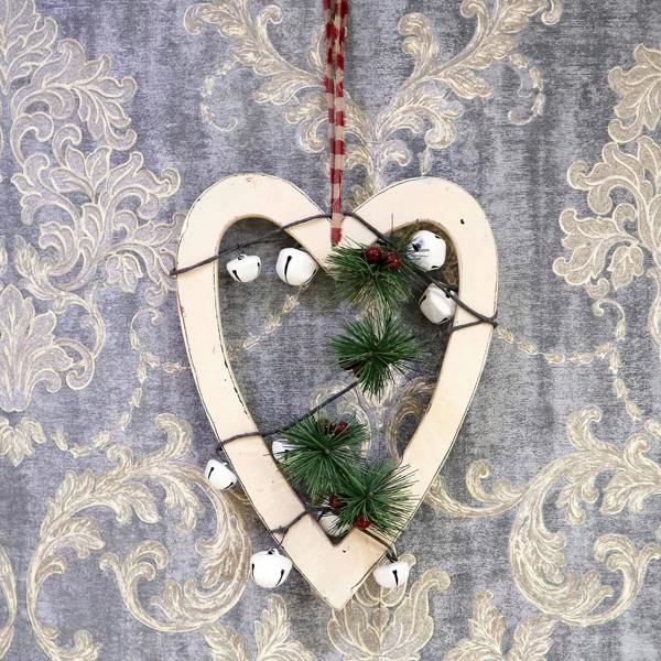 30 cm Wooden Hanging Decoration Heart Shape Cream for Christmas and Seasonal Displays image 7