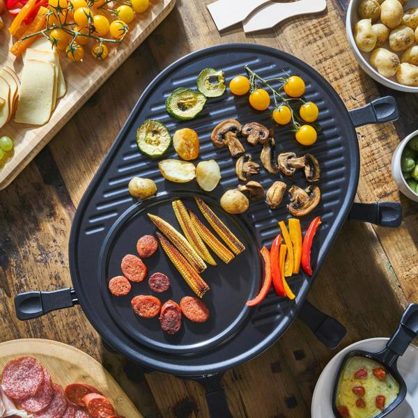 Cooks Professional Electric Raclette Grill with Non Stick Metal Plate | 8 Person