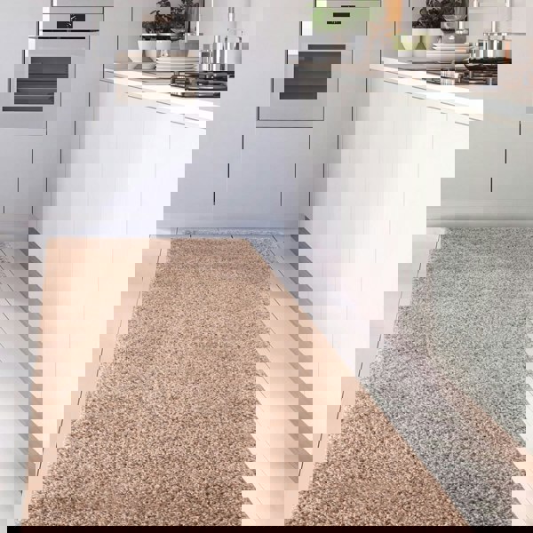 Beige colour Shaggy rug Plain design thick pile, non-shedding.