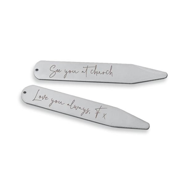 Abode Home & Gifts Personalised Silver Handwriting Collar Stiffeners