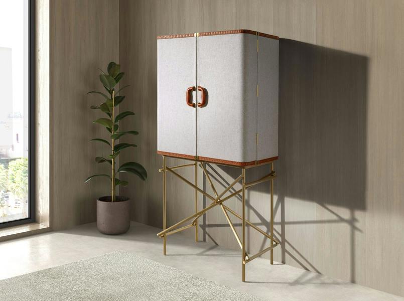 Angel Cerdá Hill Sideboard in Fabric, Walnut and Golden Polished Steel 3272