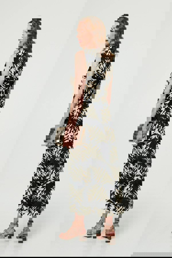 Black | Geo Print Sleeveless Maxi Dress
