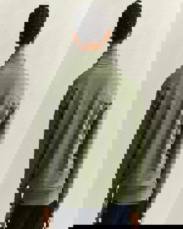 GANT Mens Regular Fit Shield Logo Half Zip Sweatshirt - 379 Dry Herb Green