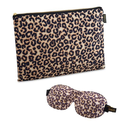 Contoured Sleep Mask & Accessories Bag Set - Various Prints - Leopard