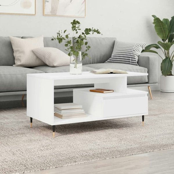 Berkfield Coffee Table White 90x49x45 cm Engineered Wood