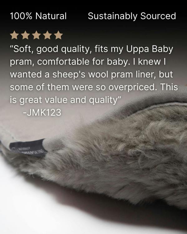 Sheep's wool pram liner close up