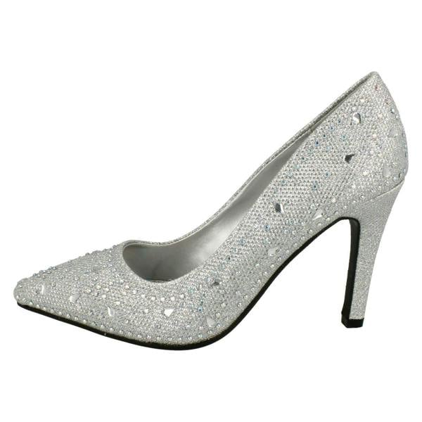 Anne Michelle Ladies Anne Michelle Diamante Detail Court Shoes