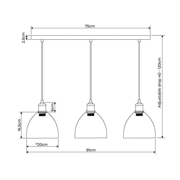 Pagazzi Lighting Jacob 3 Light Nickel and Glass Ceiling Pendant Bar
