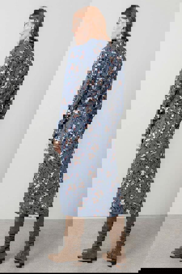 Lily & Me Anya Printed Midi Shirt Dress Navy