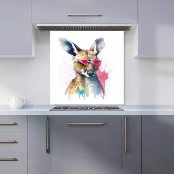 Warren Reed - Designer Wallaby In Pink Glasses Kitchen Splashback