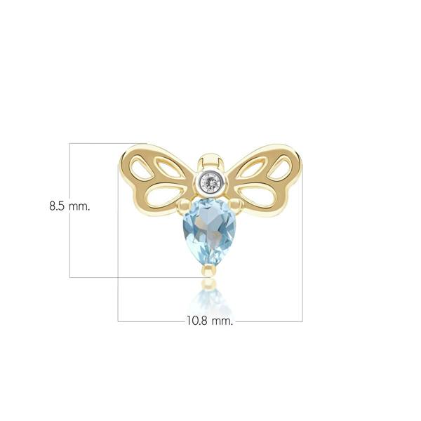 Gemondo Honeycomb Art Nouveau Pear Shape Topaz and Diamond Bee Pin in 9ct Yellow Gold