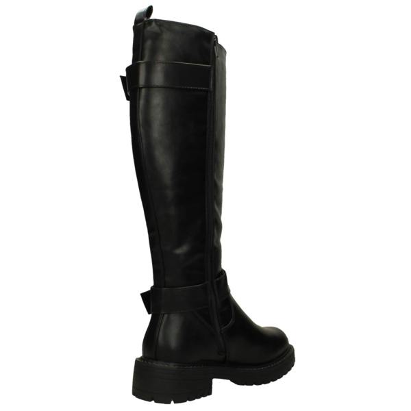 Spot On Ladies Spot On Chunky Heel Calf Boots with Buckle Straps F51204