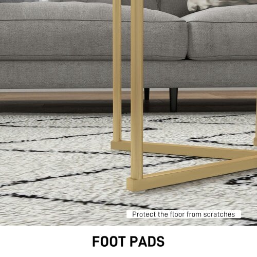 Wyld Haus Keroro Set Of 2 Nesting Tables Metal And Marble Effect White And Gold