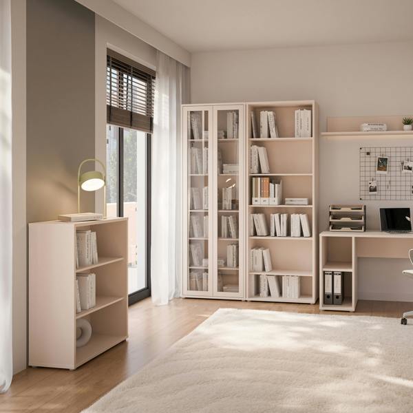 Furniture To Go Alice Springs Low Wide Bookcase with Open Shelving in Sand