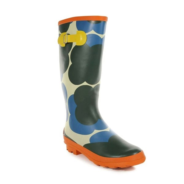 Regatta Womens/Ladies Orla Kiely Shadow Flower Wellington Boots - Blue/Black/Orange