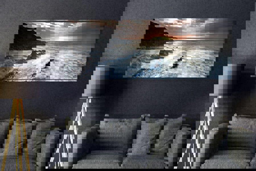 canvas print of mumbles lighthouse in swansea