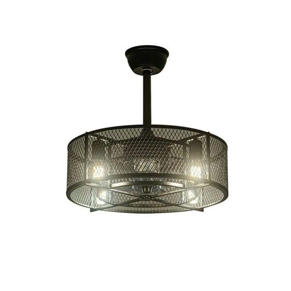 Black Ceiling Fan with 30W Light Wind Pendant with Metal Mesh Cage Ceiling Fans Living and Home 