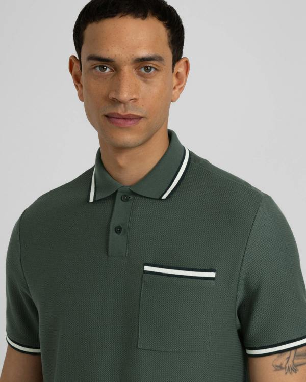 Steel & Jelly Tolworth - Textured Polo Shirt With Contrast Rib
