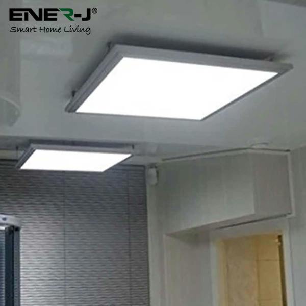ENER-J LED Panel Foldable Screwless Surface Mounting Frame Box Kit for 60x60 Ceiling Panel, White Body
