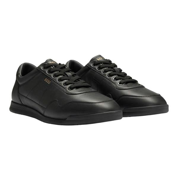 Boss Mens Nitan Leather Trainers - Black - 
