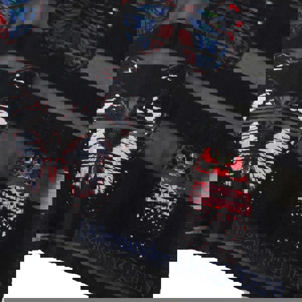 Alexander McQueen silk chiffon blend scarf A black satin and sheer chiffon stipe patterned scarf
