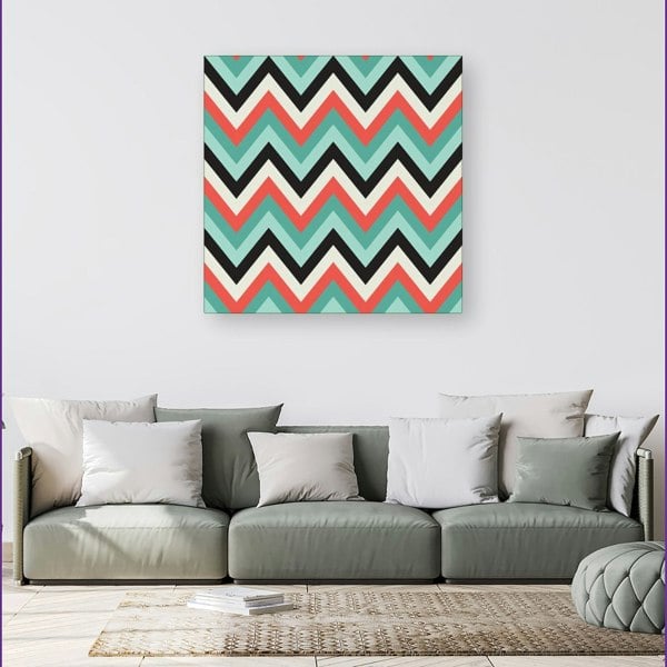 Warren Reed Geometric Colored Chevron Pattern Canvas