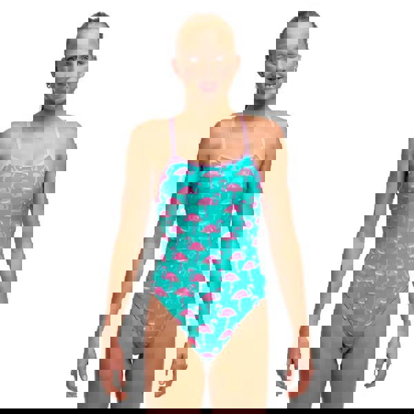 Funkita Girls Go Flamingo! Single Strap Swimsuit - Pink/Green