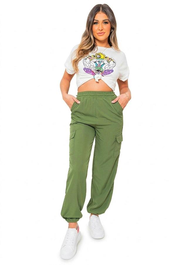 Aubree Casual Drawstring Cargo Pants - Khaki_wb