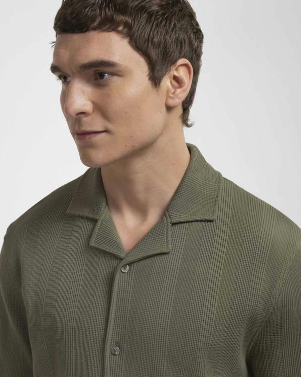 Steel & Jelly Charlton - Stripe Jacquard Waffle Short Sleeve Shirt