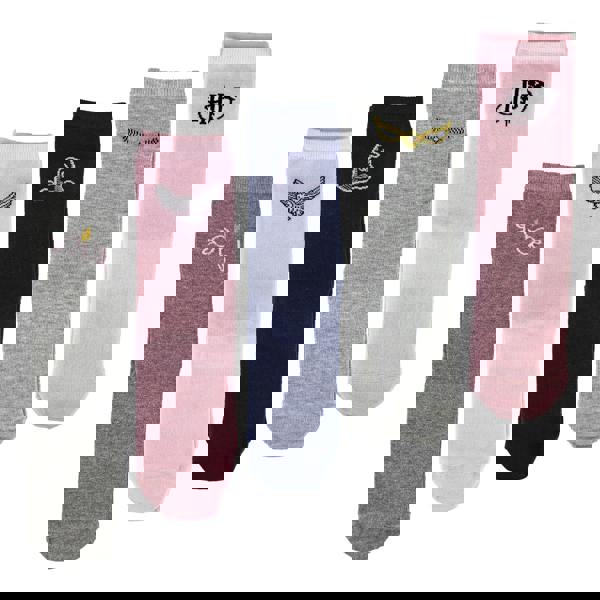 Harry Potter 5 Pairs Ladies Cotton Novelty Socks - Harry Potter Pattern Comfortable Socks