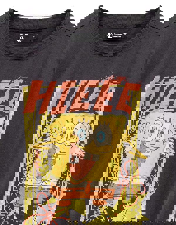 SpongeBob SquarePants Womens Grey Character Cropped Short Sleeved T-Shirt