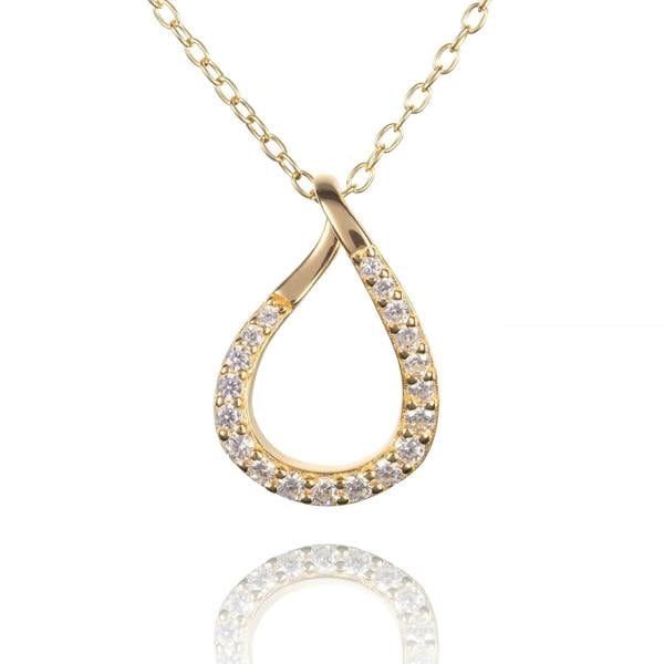 namana Gold plated Sterling Silver Pear Shaped Pendant Necklace for Women