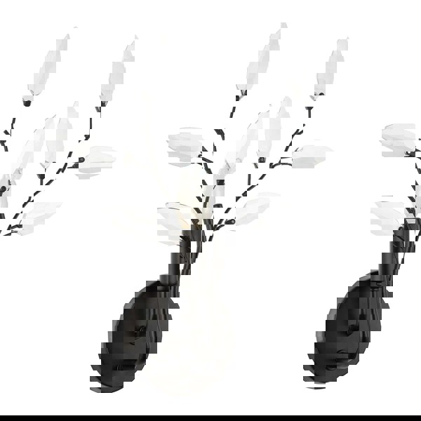 Modern Birch Matte Black Wall Lighting Fixture with Transparent Acrylic Leaves Image 2
