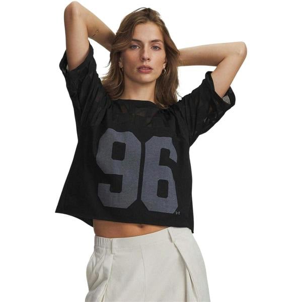 Under Armour Womens/Ladies Burnout 96 Checkered Regular Crop T-Shirt - Black/White - 