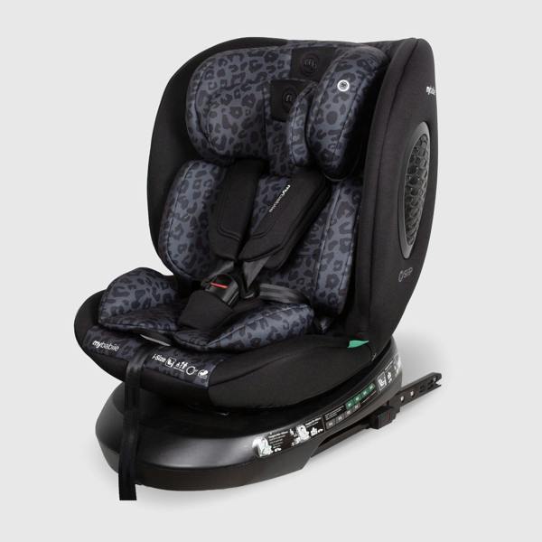 My Babiie MBCS200 Spin R129 Car Seat with Top Tether - Black Leopard