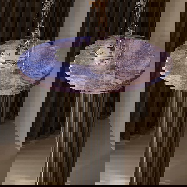 Tabitha Side Table, Purple & Marble & Aluminum Alloy-Rit Concept-Rit Concept