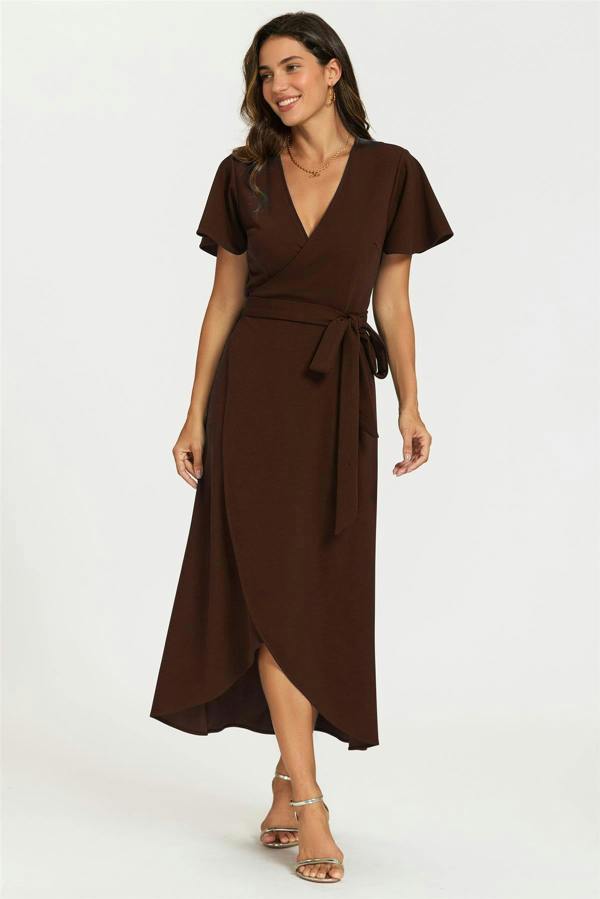 FS Collection Wrap Maxi Dress In Espresso