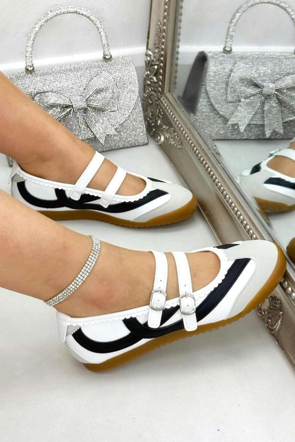 Comfort Mary Jane Eclipse Strap Trainers White finished with contrast detailing for a modern edge