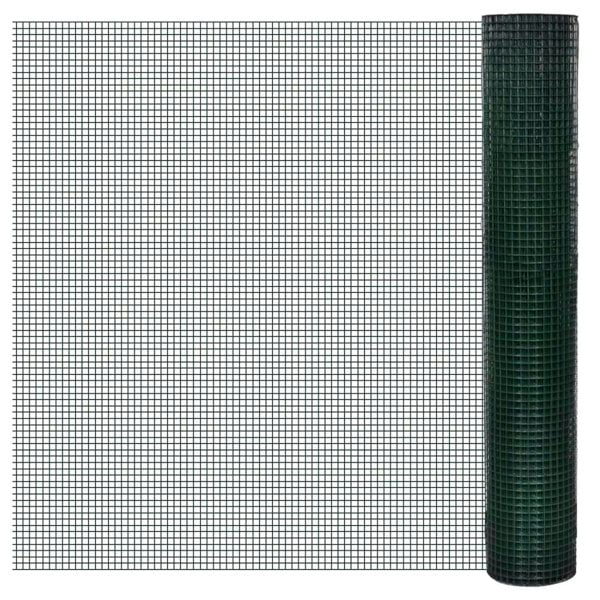 Berkfield Chicken Wire Fence Galvanised with PVC Coating 10x1 m Green