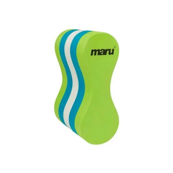 Maru multicoloured pull buoy with lime green striped foam noodle for upper body strength
