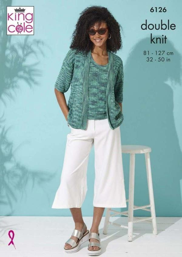 King Cole Linendale Reflections DK Knitting Pattern 6126, Cardigans, Tops for Women, 32 - 50 Inches