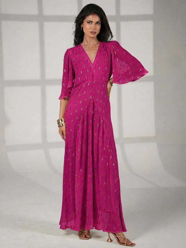 Rose & Nancy Talia Fuchsia Pink Maxi Dress